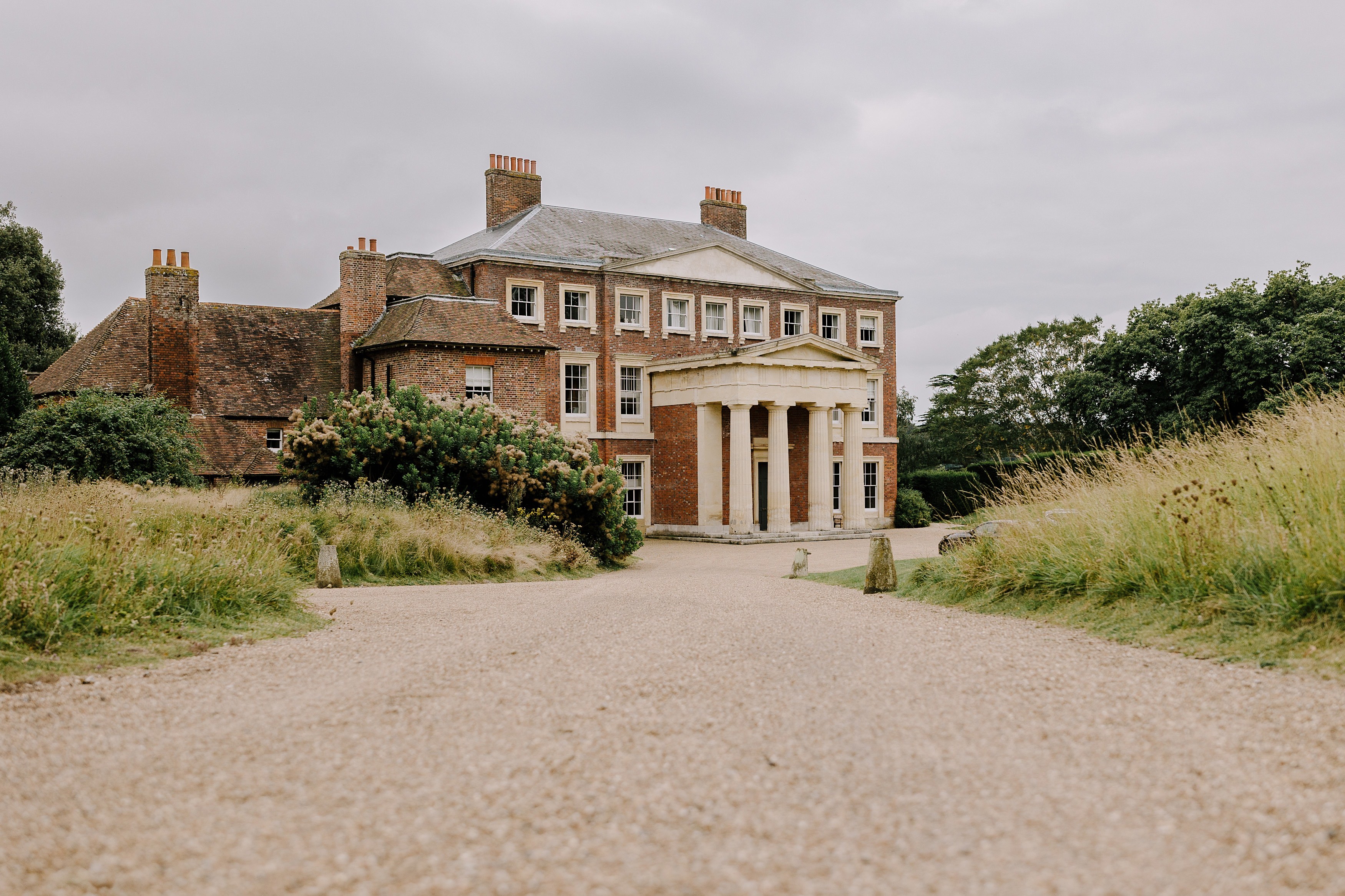 View of the 1704 manor house showing the portico entrance