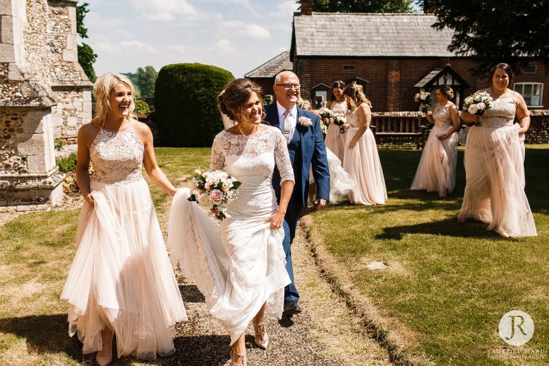 bridal party walking to the ceremony