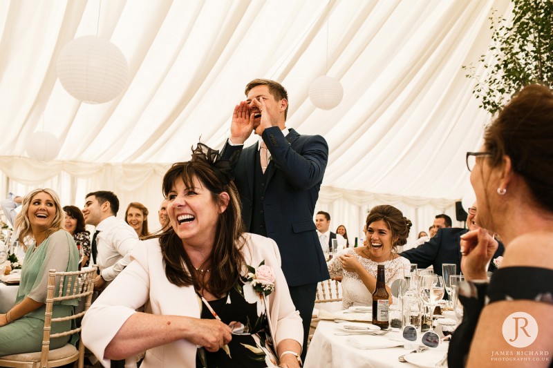 groom shouting during speeches