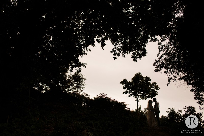 Silhouette of boho couple at Wilderness Weddings Kent